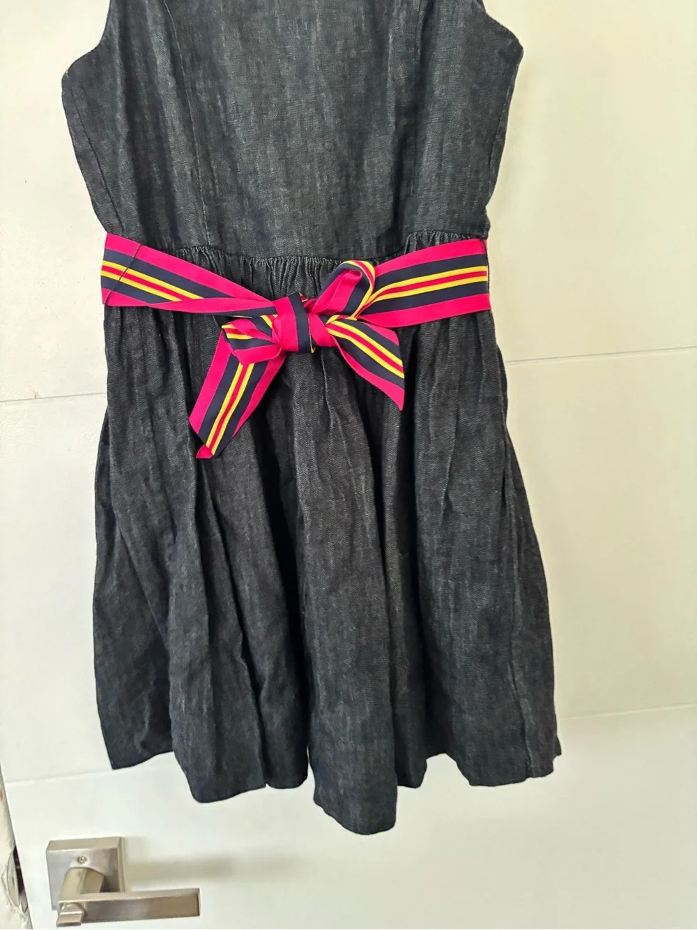 Girls Ralph Lauren kids Sleeveless Button-back dress with colored Stripe Belt